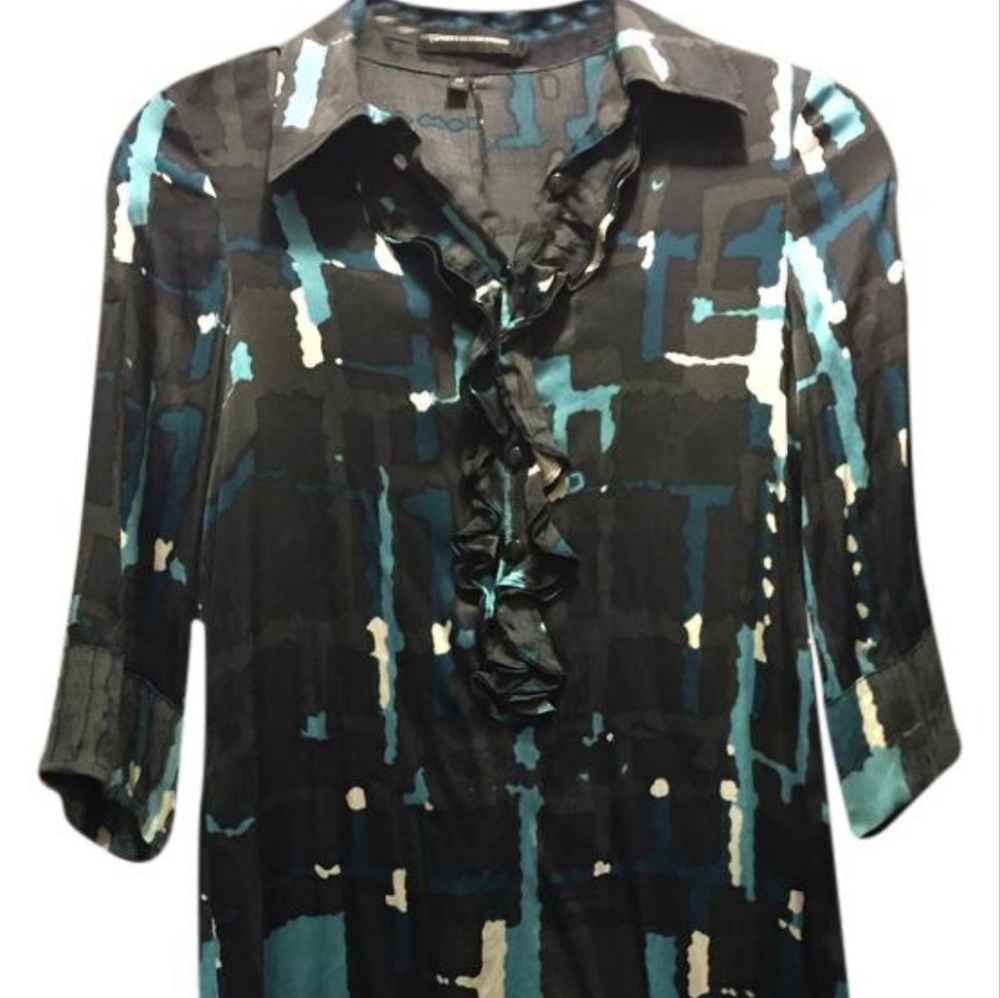 Design Studio Silk ruffled shirt dress